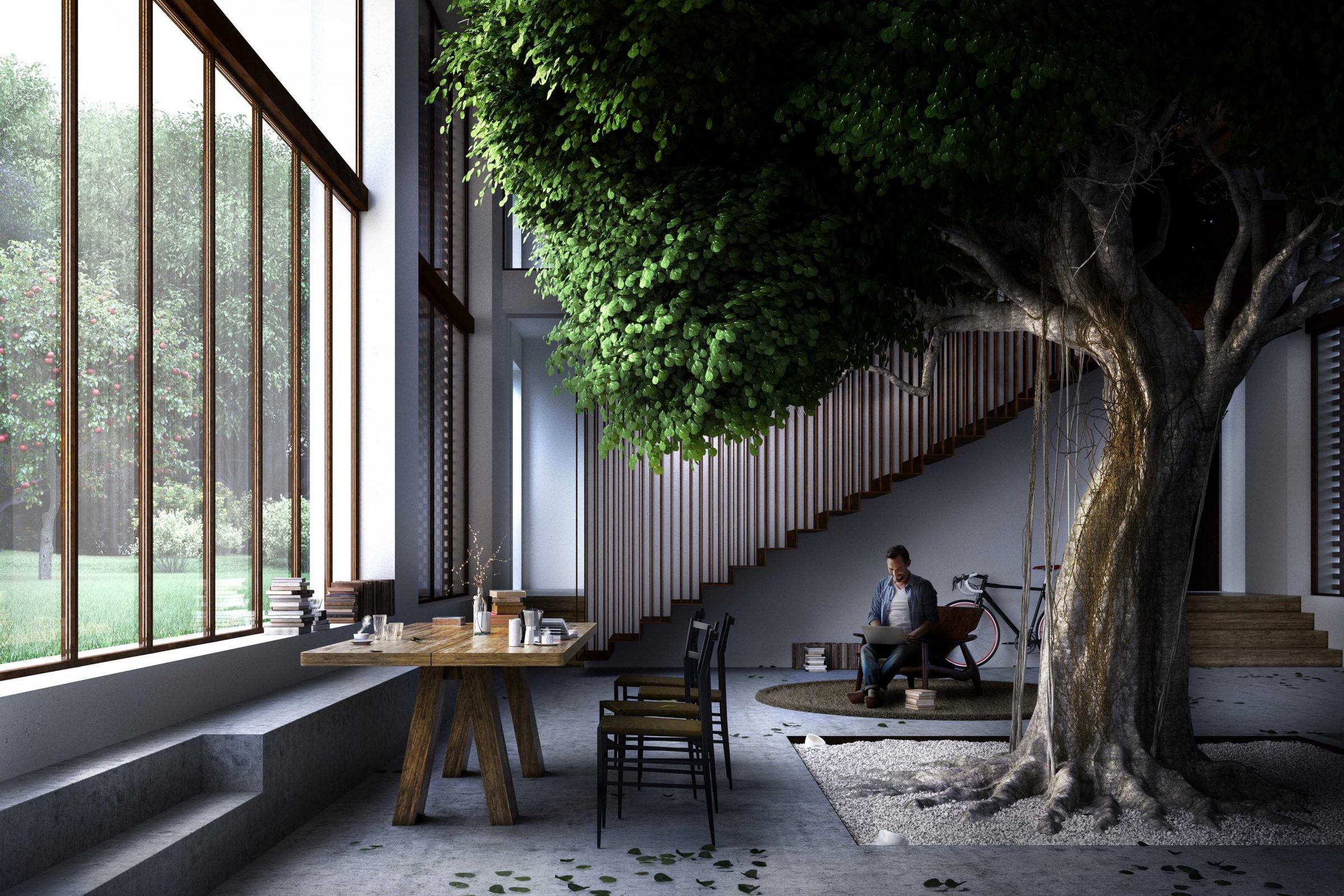 The Greenary, Parma, a house built around a living tree (rendering by CRA)