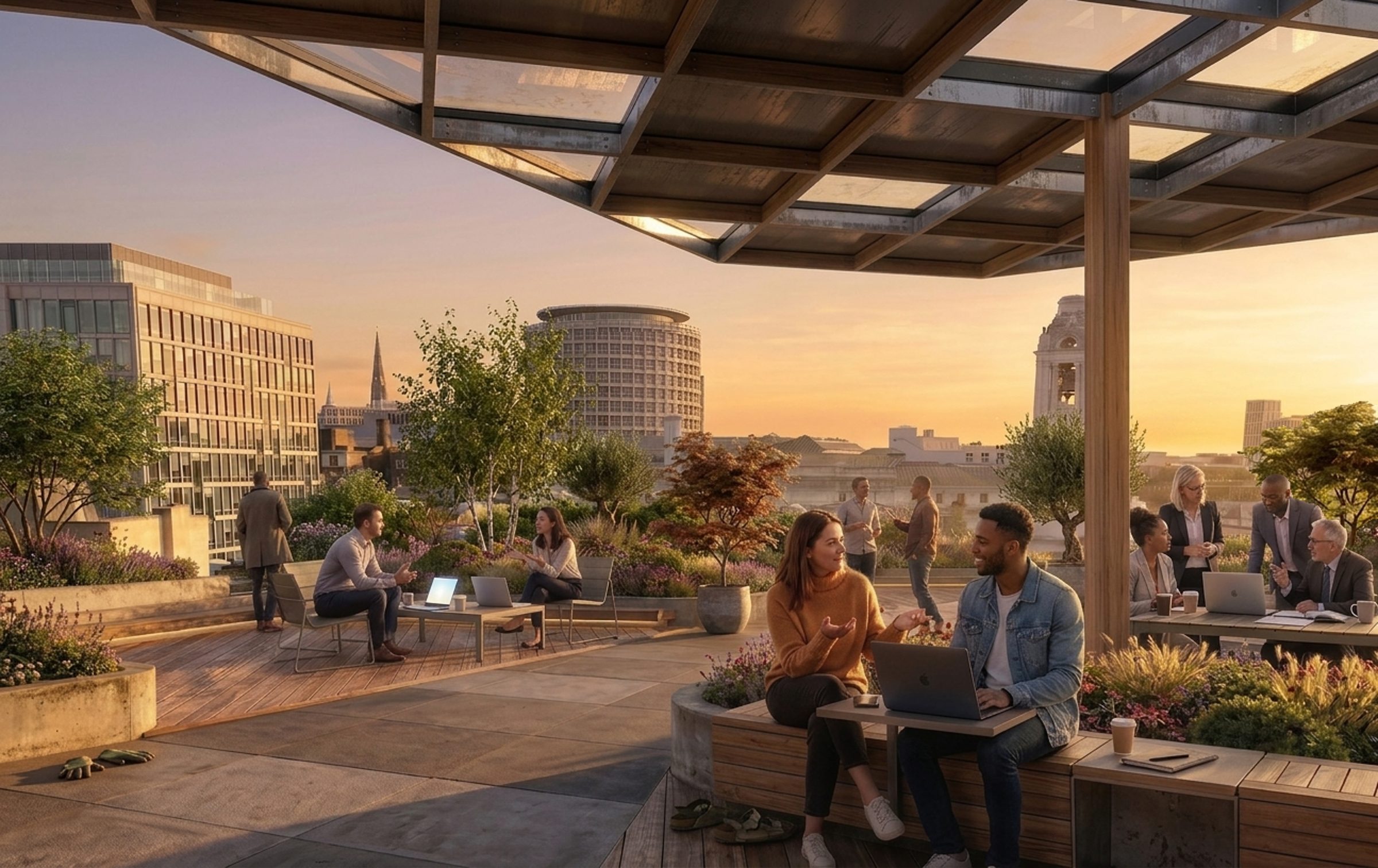 Central London investment project, rooftop terrace (rendering by CRA)